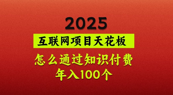 2025项目天花板，普通怎么通过知识付费翻身，年入百个【揭秘】-网创社