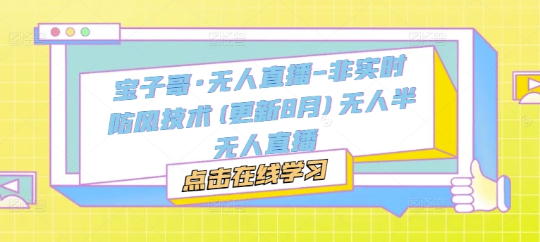 宝子哥·无人直播-非实时防风技术(更新25年5月)无人半无人直播-网创社