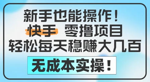 新手也能操作，快手零撸挣米，轻松每天挣2-5张，完全无成本-网创社