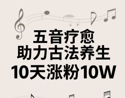 古法五音养生教程，五音疗愈的视频的制作方法，2-4小时就能学会，作者10天涨粉10W-网创社
