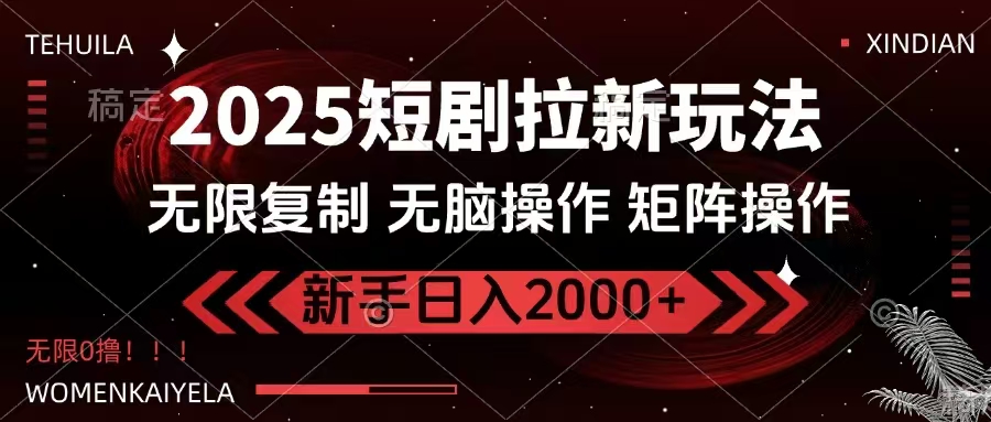 2025短剧拉新玩法，无需注册登录，无限0撸，无脑批量操作日入2000+-网创社