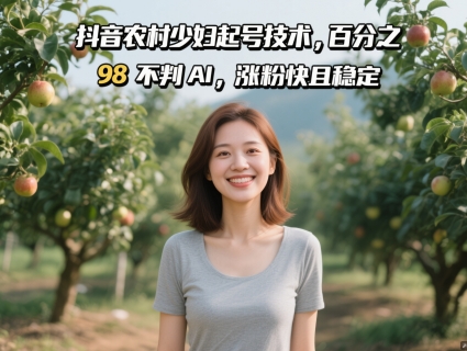 抖音农村少妇起号技术，百分之98不判AI，涨粉快且稳定-网创社