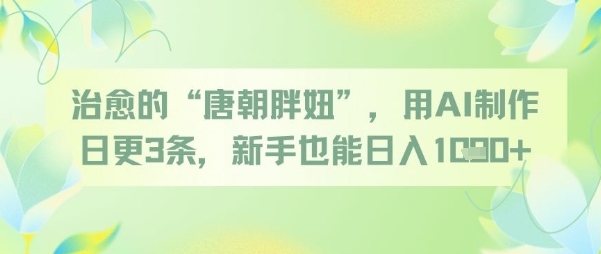 治愈的“唐朝胖妞”，用AI制作日更3条，新手也能日入多张-网创社