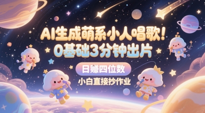 AI生成萌系小人唱歌，0基础3分钟出片，28个作品涨粉8.9W，单条最高19W赞，日入四位数，小白直接抄作业-网创社