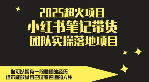 2025超火项目，副业最佳选择，小红书笔记带货团队实操落地项目，，轻松日入5张-网创社