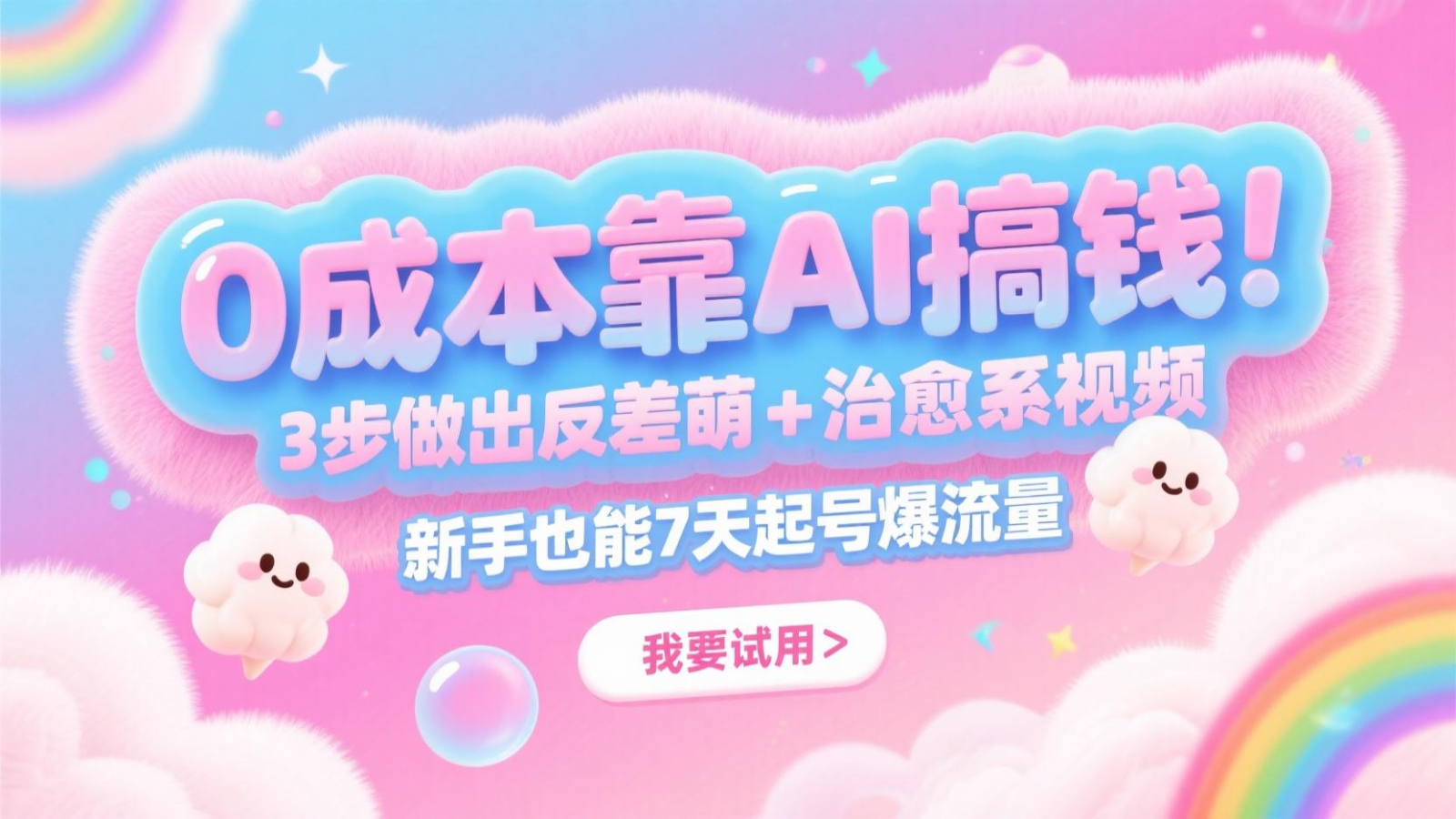 0成本靠AI搞钱！3步做出反差萌+治愈系视频，新手也能7天起号爆流量，月入5位数-网创社