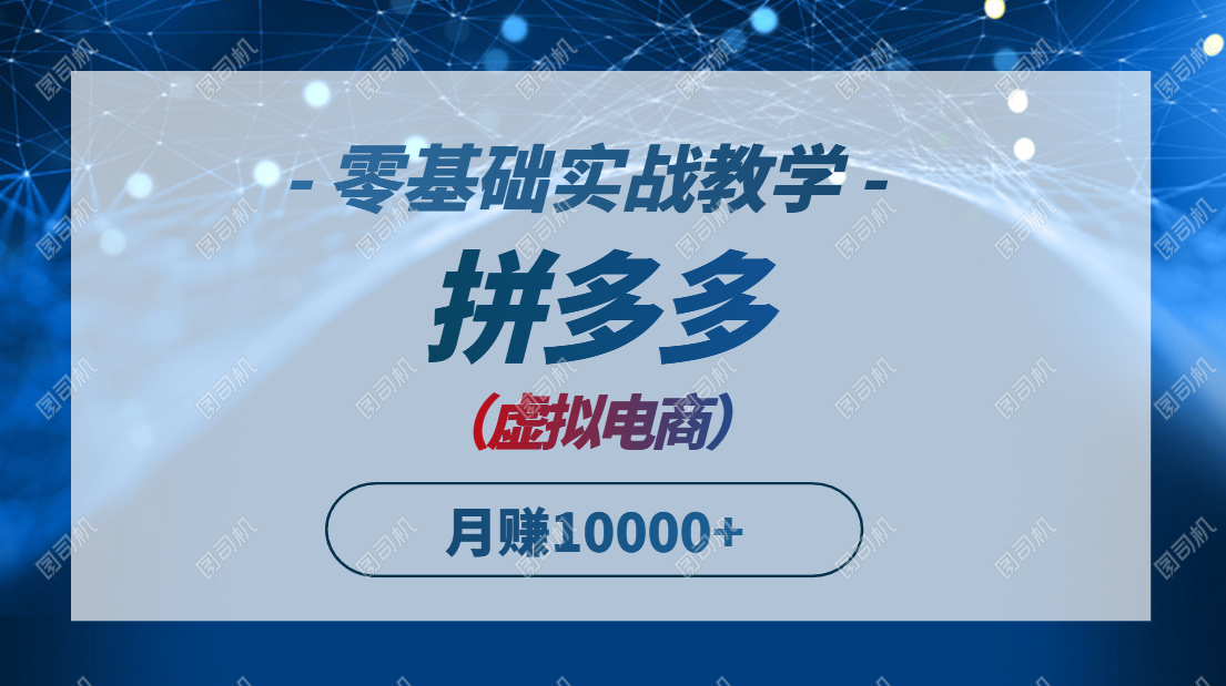 拼多多虚拟电商，零基础实战教学，快速打爆商品，新手也能月入10000+-网创社