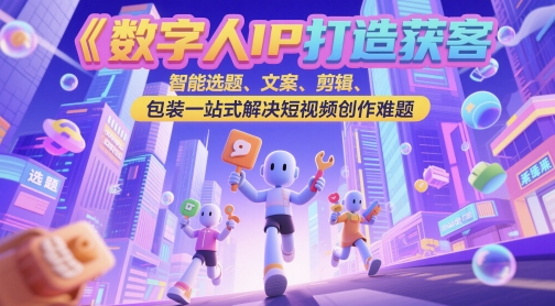 数字人IP打造获客变现实操课，智能选题、文案、剪辑、包装一站式解决短视频创作难题-网创社