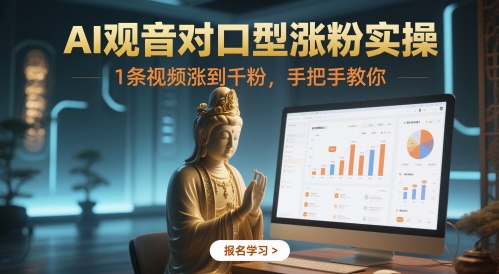 AI观音对口型涨粉实操，1条视频涨到千粉，手把手教你-网创社