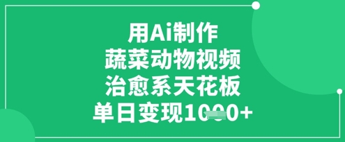 用Ai制作蔬菜动物视频，治愈系天花板，单日变现1k-网创社