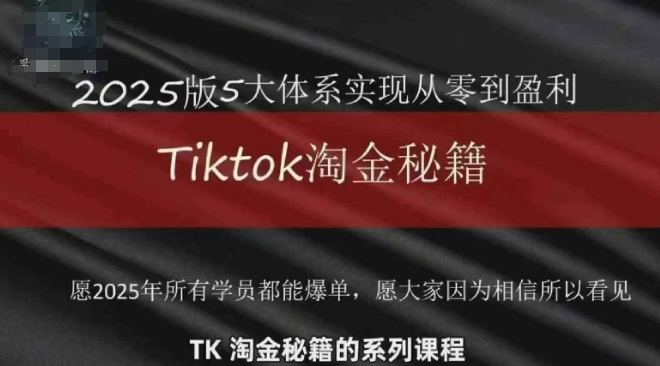 TikTok跨境2025淘金秘籍，​2025TikTok从0到盈利变现-网创社
