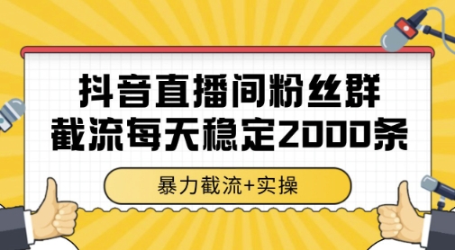 抖音直播间粉丝群暴力截流，一台电脑每天稳定2000条数据，暴力截流+实操 【揭秘】-网创社