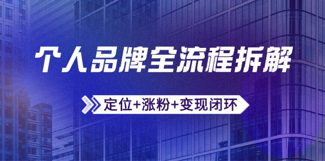 个人品牌全流程拆解：定位+涨粉+变现闭环，微信生态运营与资源整合-网创社