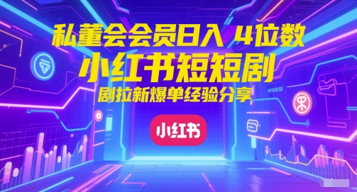 私董会会员日入4位数小红书红果短剧拉新爆单经验分享-网创社
