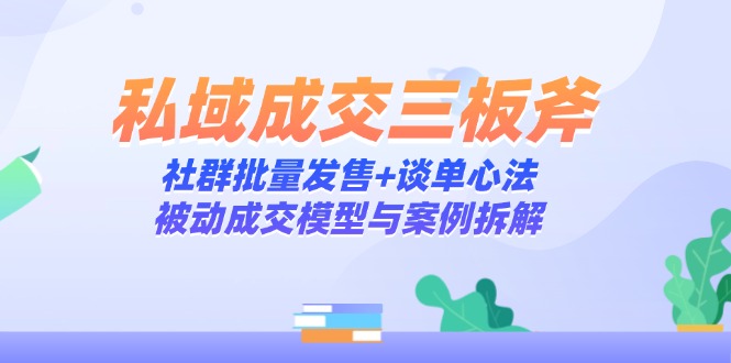 私域成交三板斧：社群批量发售+谈单心法，被动成交模型与案例拆解-网创社