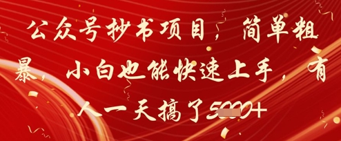 公众号抄书项目，简单粗暴，小白也能快速上手，有人一天搞了1k+-网创社