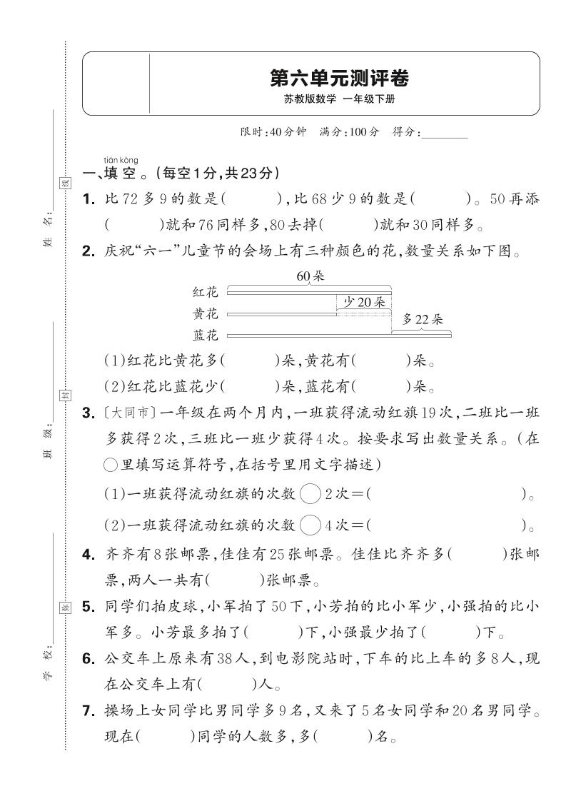 新一下苏教版数学第六单元测试卷（含答案）-网创社