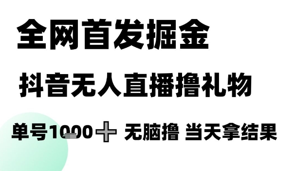 全网首发掘金抖音无人直播撸礼物，单号1k +无脑撸，当天拿结果【揭秘】-网创社