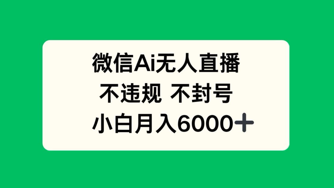 微信AI无人直播，不违规 不封号 ，小白月入6000+-网创社