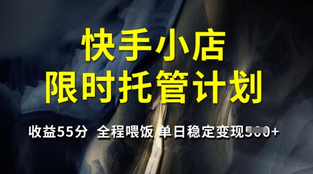 快手小店限时托管计划，收益55分，全程喂饭，单日稳定变现5张【揭秘】-网创社