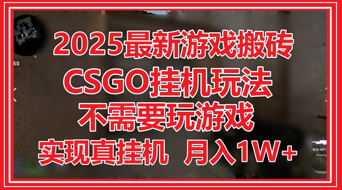 2025最新游戏搬砖，CSGO挂机，不需要玩游戏，实现真挂机，月入1W+-网创社