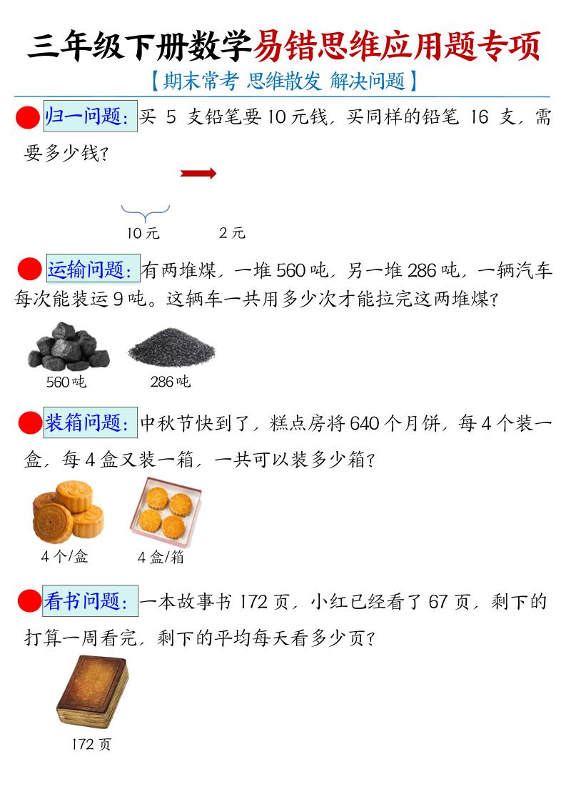 三下数学【易错思维应用题专项（空白）】-网创社