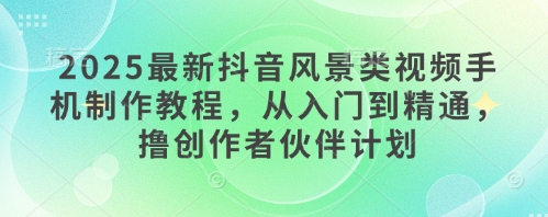 2025最新抖音风景类视频手机制作教程，从入门到精通，撸创作者伙伴计划-网创社