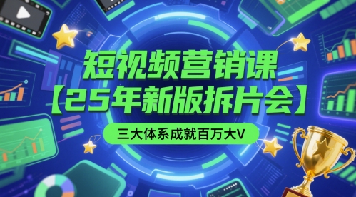 短视频营销课【25年新版拆片会】三大体系成就百万大V，包含正课、拆片会、手把手教学直播课等-网创社
