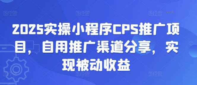 2025实操小程序CPS推广项目，自用推广渠道分享，实现被动收益-网创社