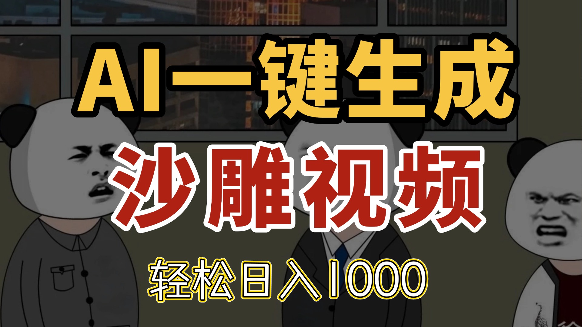 AI一键生成沙雕视频，一条视频千万播放，轻松日入1000-网创社