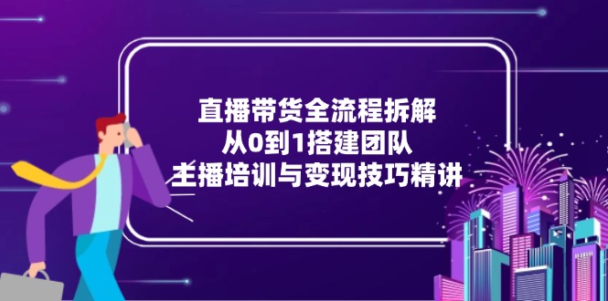 直播带货全流程拆解：从0到1搭建团队，主播培训与变现技巧精讲-网创社