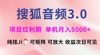 搜狐音频挂ji3.0.可矩阵可放大，独家技术，稳定月入5000+【揭秘】-网创社