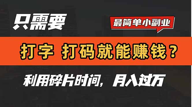 只需要打字，打码，就能赚钱？简单的赚钱小副业，利用碎片时间，月入过万-网创社