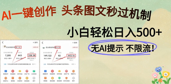 AI黑科技一键创作，头条图文轻松日入500+-网创社