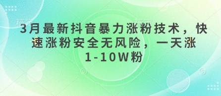 3月最新抖音暴力涨粉技术，快速涨粉安全无风险，一天涨1-10W粉-网创社