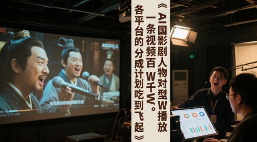 AI三国影视剧人物对口型唱歌玩法，一条视频百W千W播放，各平台的分成计划吃到飞起-网创社