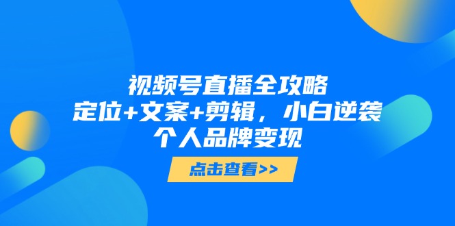 视频号直播全攻略，定位+文案+剪辑，小白逆袭个人品牌变现-网创社