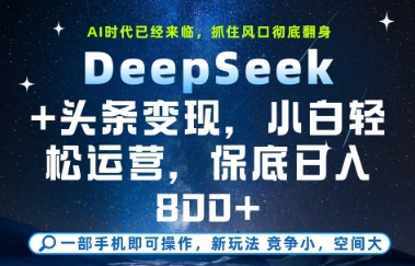 DeepSeek+头条变现，保姆级教学，小白轻松上手，日入8张+【揭秘】-网创社