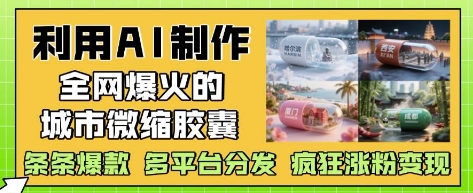 利用AI制作全网爆火的城市微缩胶囊，条条爆款， 多平台分发，疯狂涨粉变现-网创社