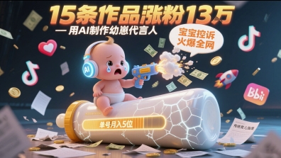 用AI制作幼崽代言人，宝宝的控诉火爆全网，15条作品涨粉13W，单号月入5位数实操教程-网创社