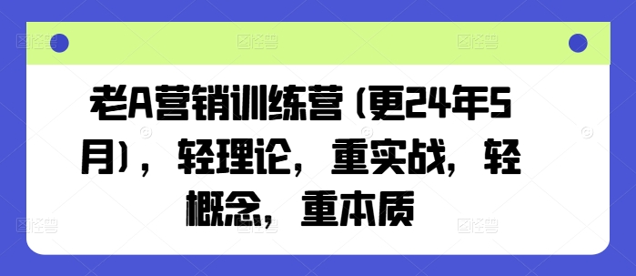 老A营销训练营(更25年3月)，轻理论，重实战，轻概念，重本质-网创社