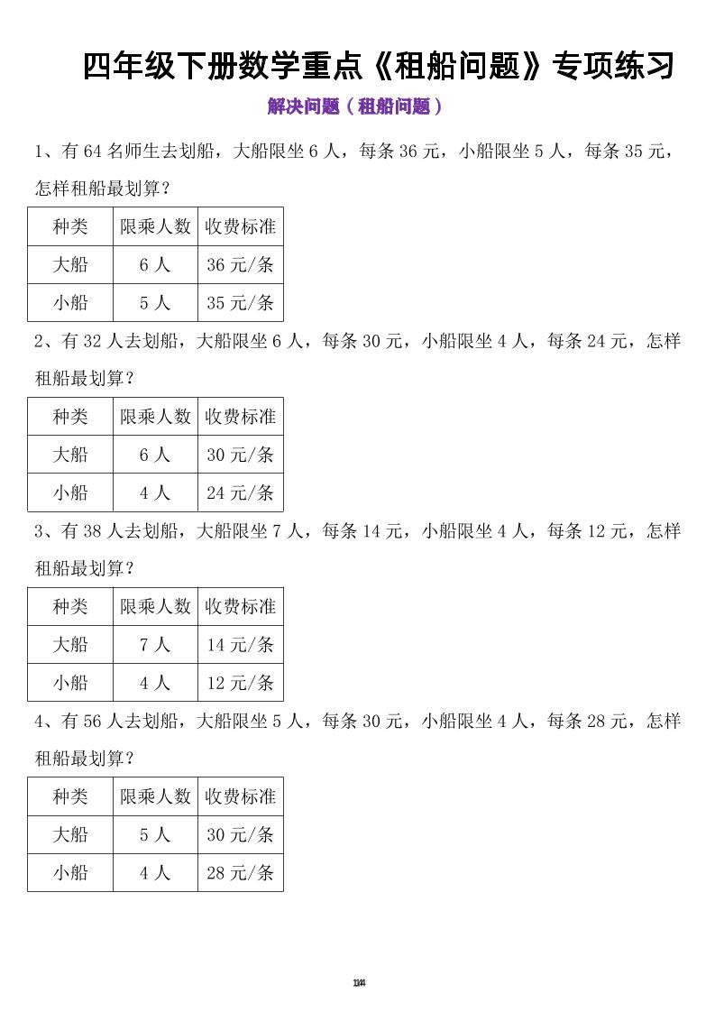 四年级下数学租船问题-网创社