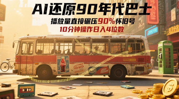 AI还原90年代巴士，一帧就让70后泪崩，播放量直接碾压90%怀旧号，每天操作十分钟，日入四位数-网创社