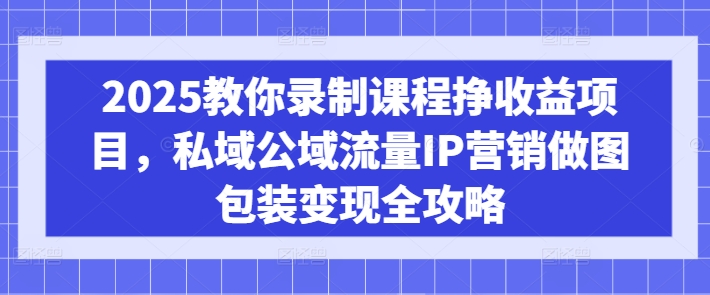 2025教你录制课程挣收益项目，私域公域流量IP营销做图包装变现全攻略-网创社